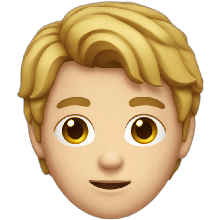 A boy with brown blond court hair a square face and broken nose emoji