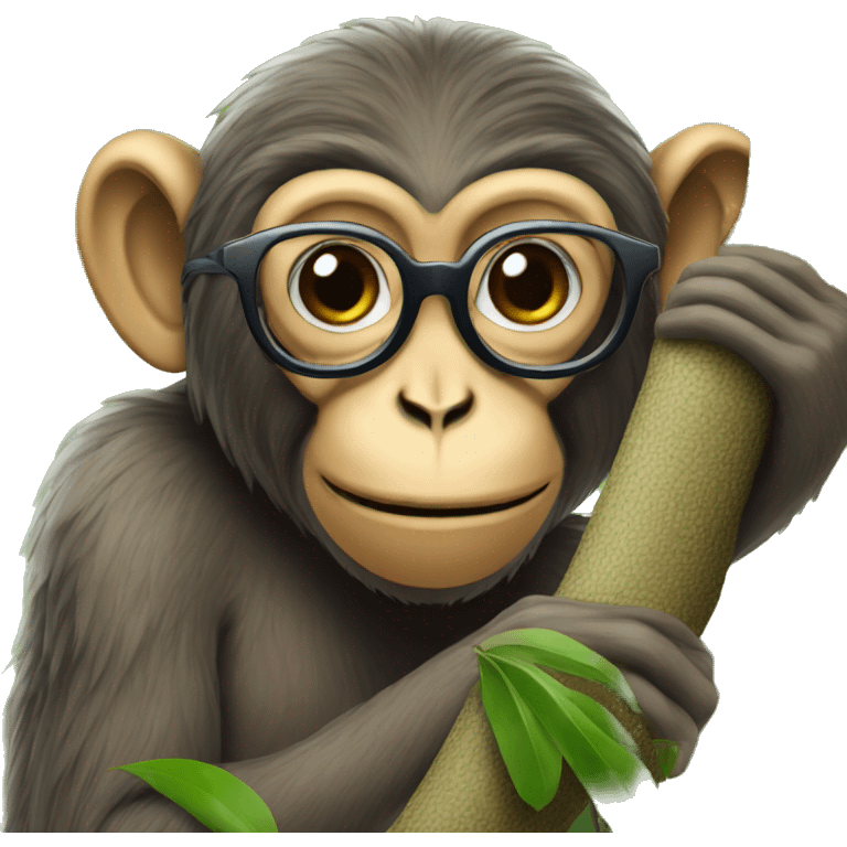 Monkey with specs and in tree emoji