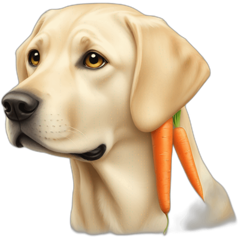 pale yellow labrador eating a carrot emoji