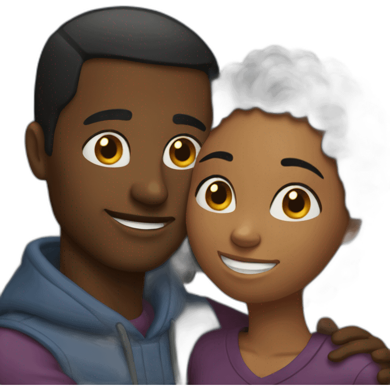 A black couple hugging emoji