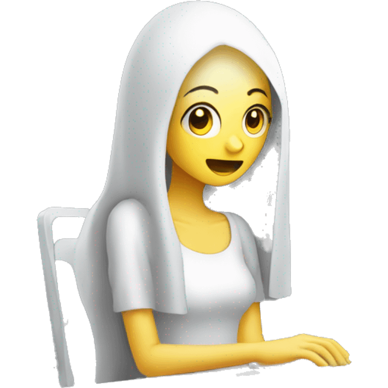  ghost designer girl (fantome) doing design on computer emoji