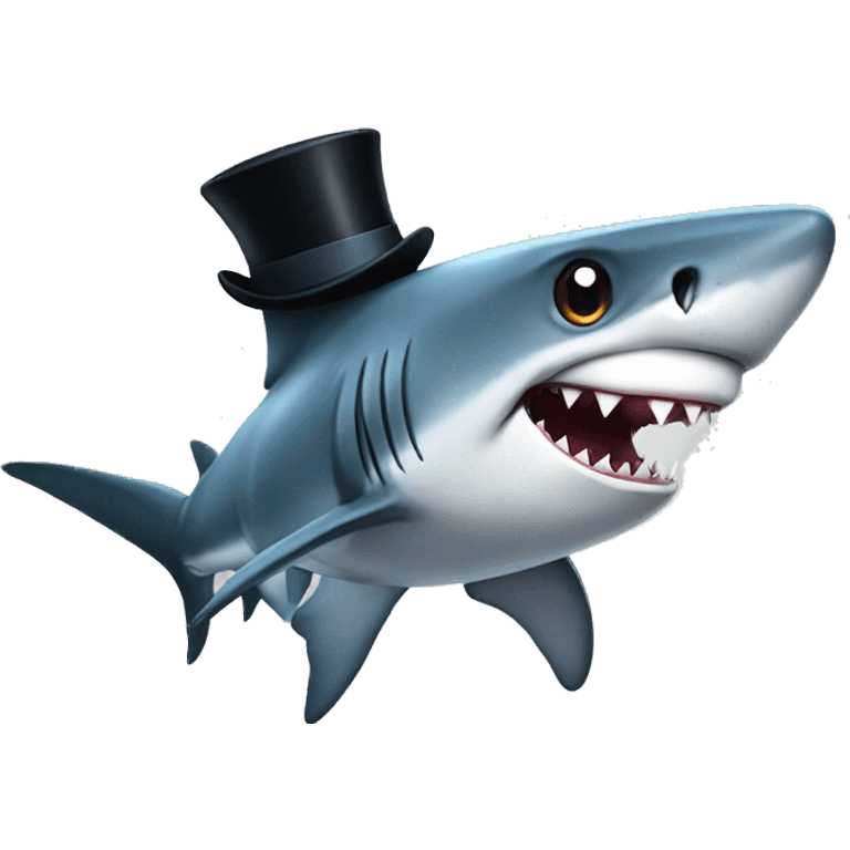 Shark with a top hat emoji