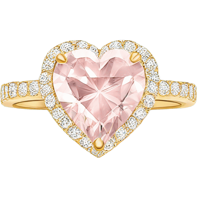 Gold engagement ring with light pink heart diamond  emoji