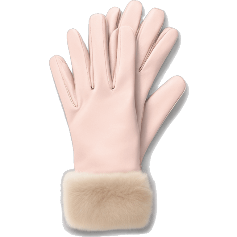 Pale blush pink gloves with beige fur cuff emoji