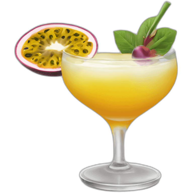 Cocktail with a passion fruit floating in the middle emoji