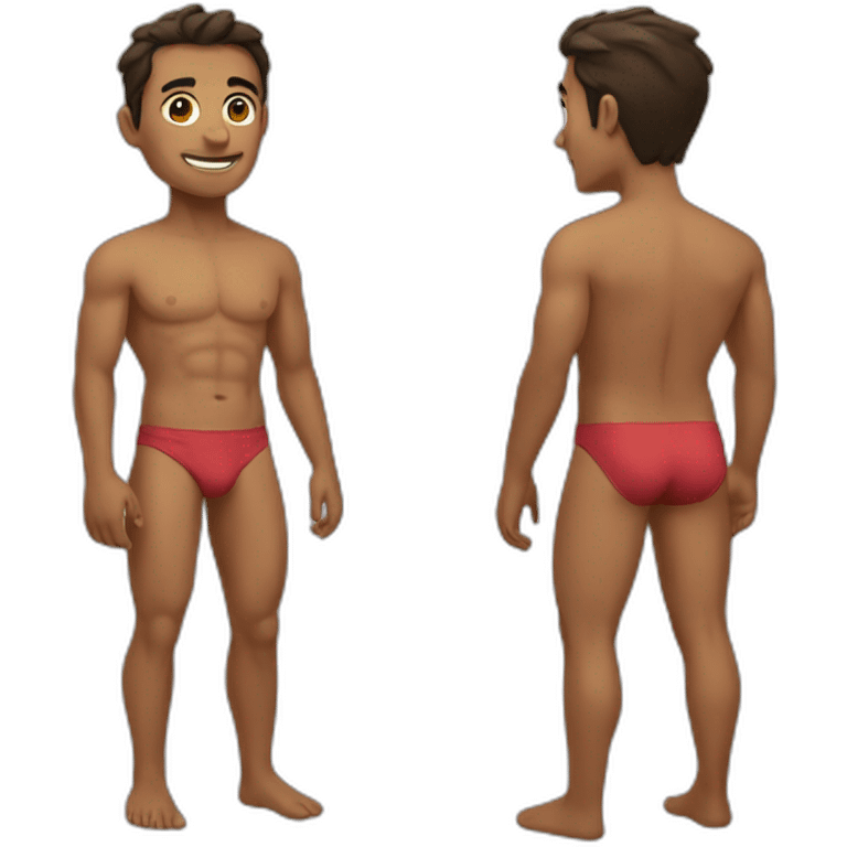 man in bikini top and bottom  emoji