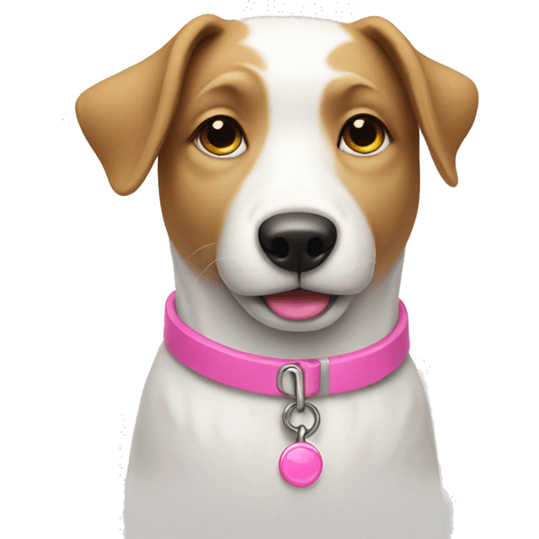 White dog with pink collar  emoji