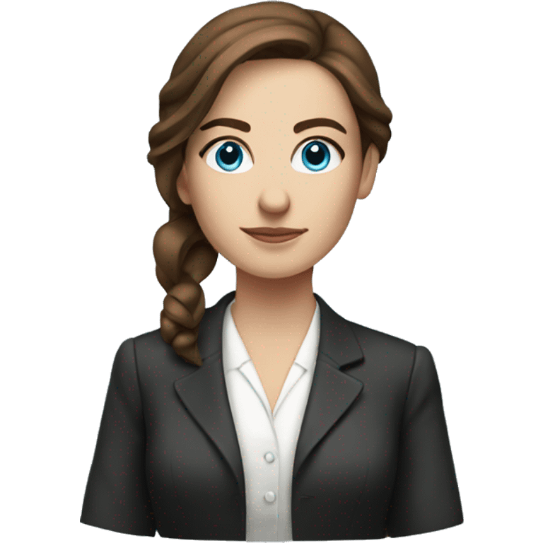 Woman lawyer with brown hair and white skin and blue eyes emoji