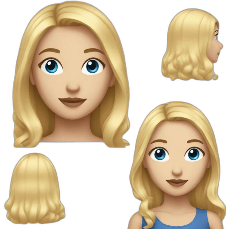 a girl with medium length blonde hair and blue eyes emoji