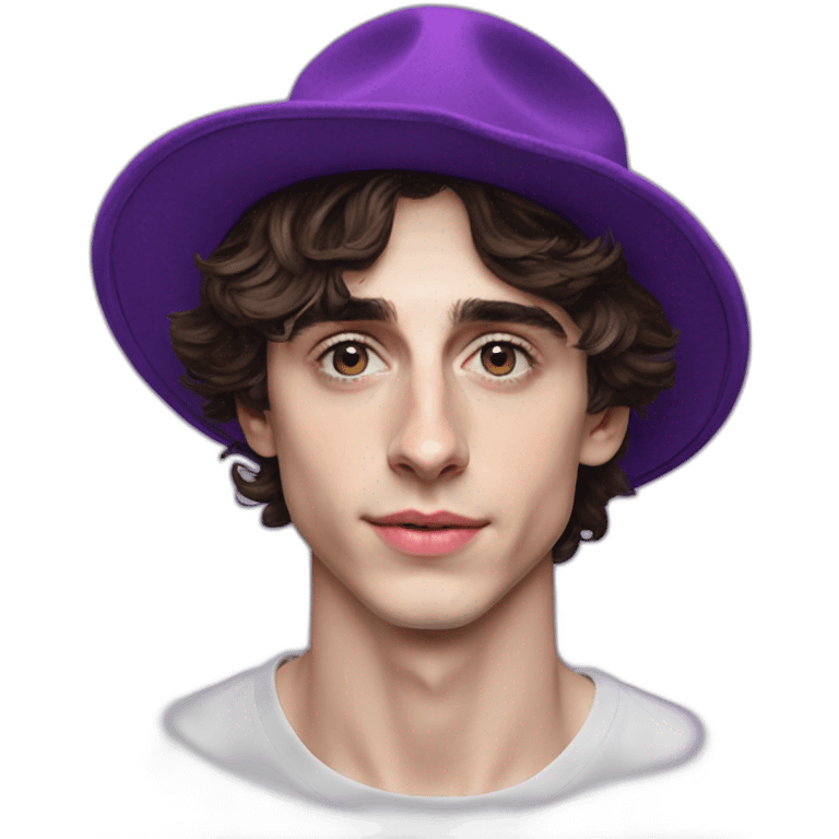 Timothée Chalamet high purple hat emoji