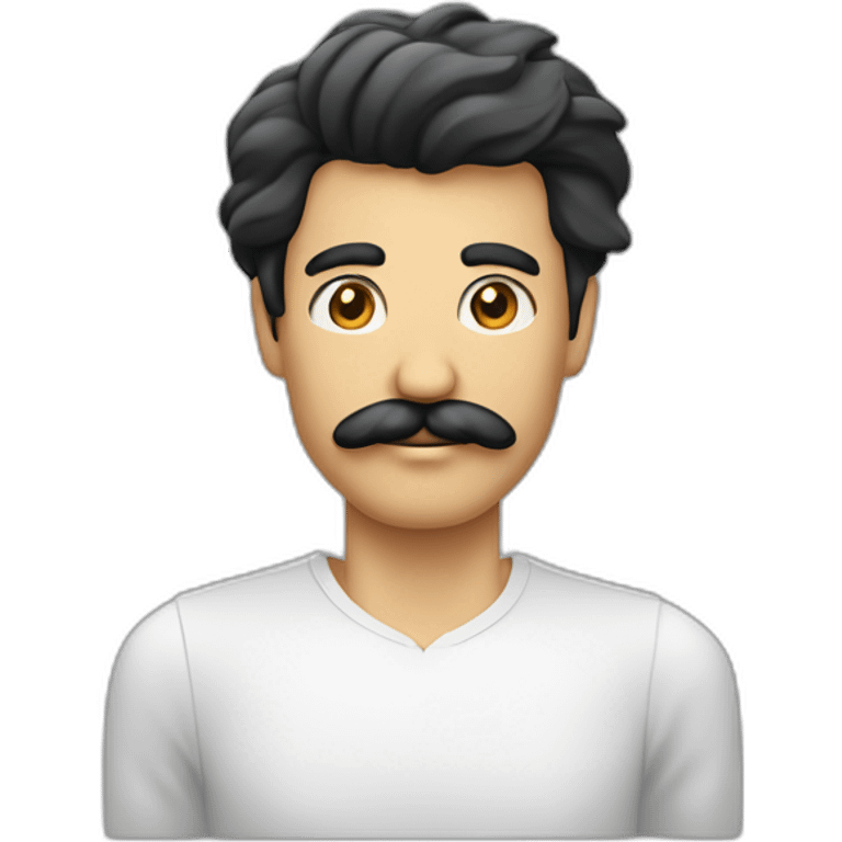 Homme au cheveux plaqué noir et à la moustache noir rectangulaire lève la main droite emoji