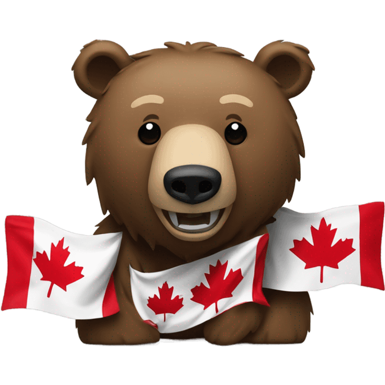 Grizzly bear with Canadian flag emoji