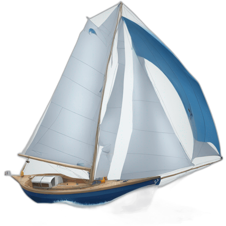 Blue eagle in a modern sailing boat emoji