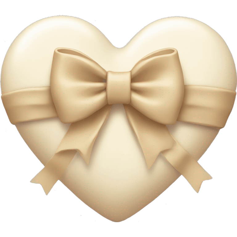 cream color heart with a bow wrapped around it emoji