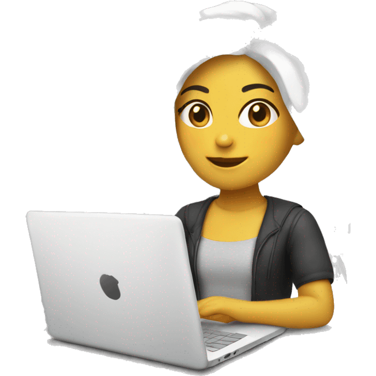 Chica blanco con laptop emoji