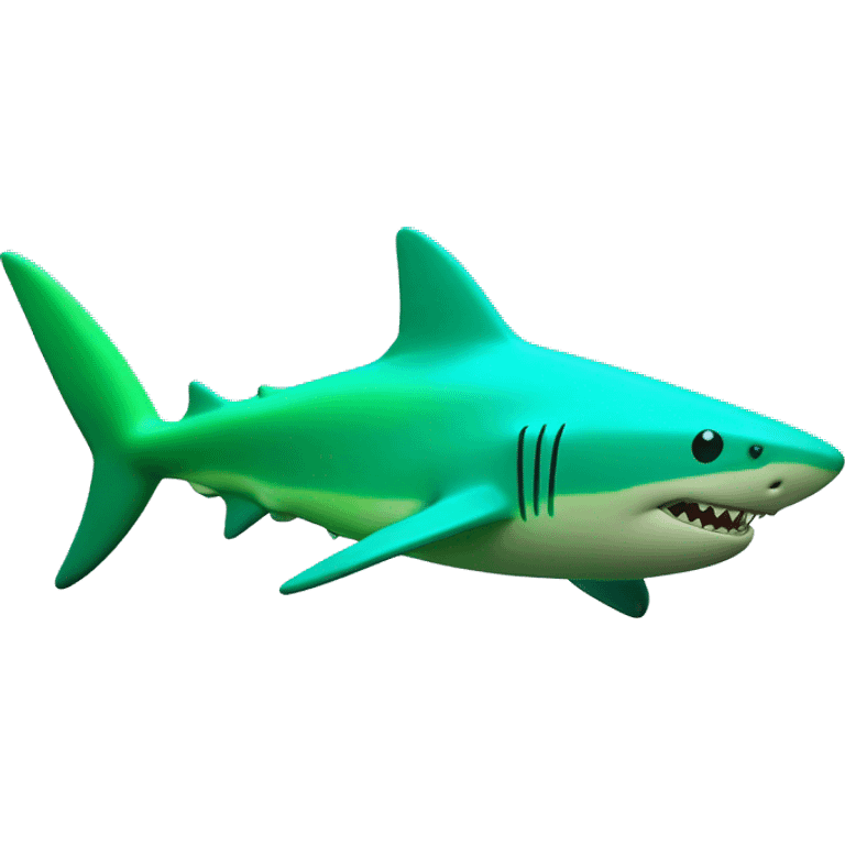 Fluorescent green colored shark with blue lightning stripes all over it’s body emoji