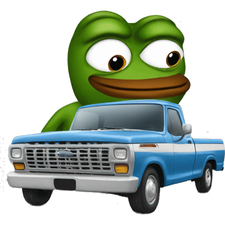 Pepe in a ford emoji