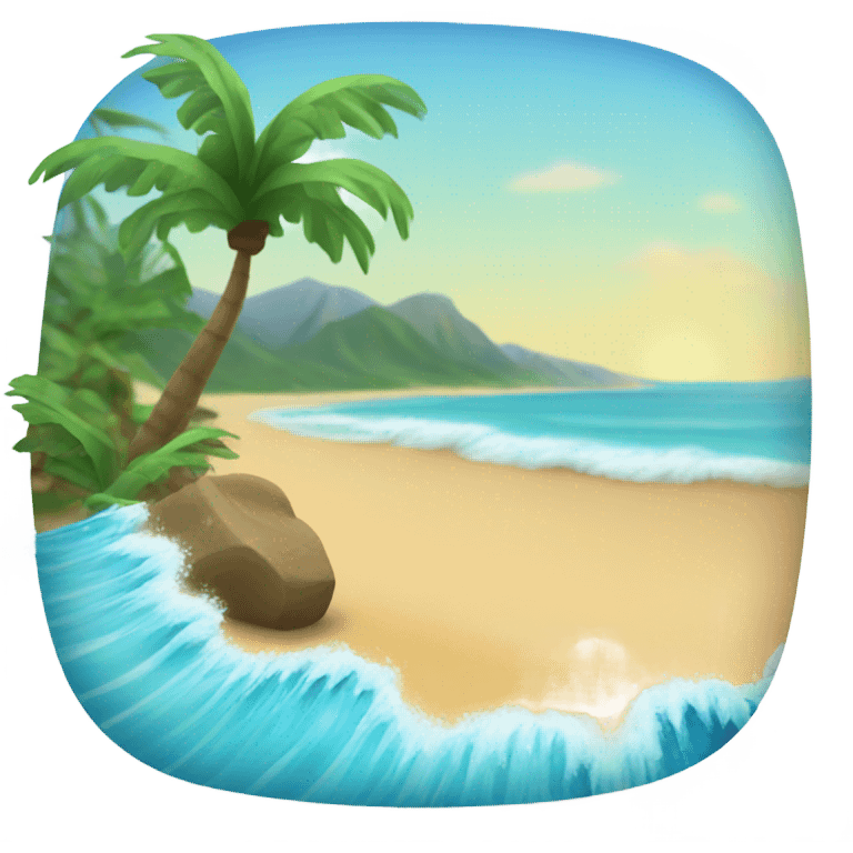 Tropical beach with rolling waves emoji