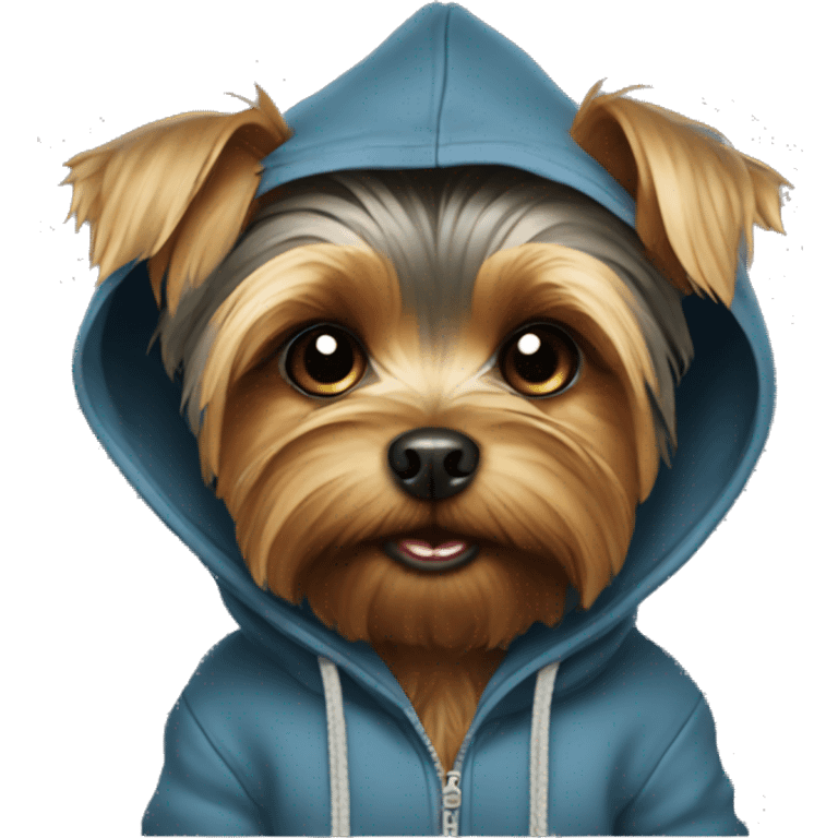 Yorkie wearing hoodie emoji