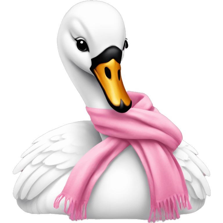 white swan with pink scarf emoji