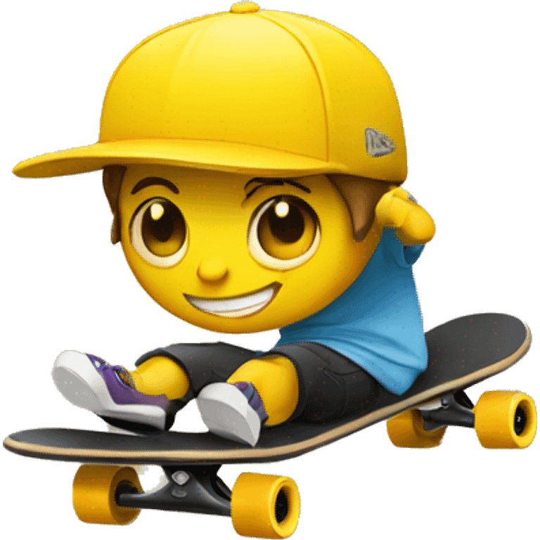 Skateboarding con gorra amarilla emoji