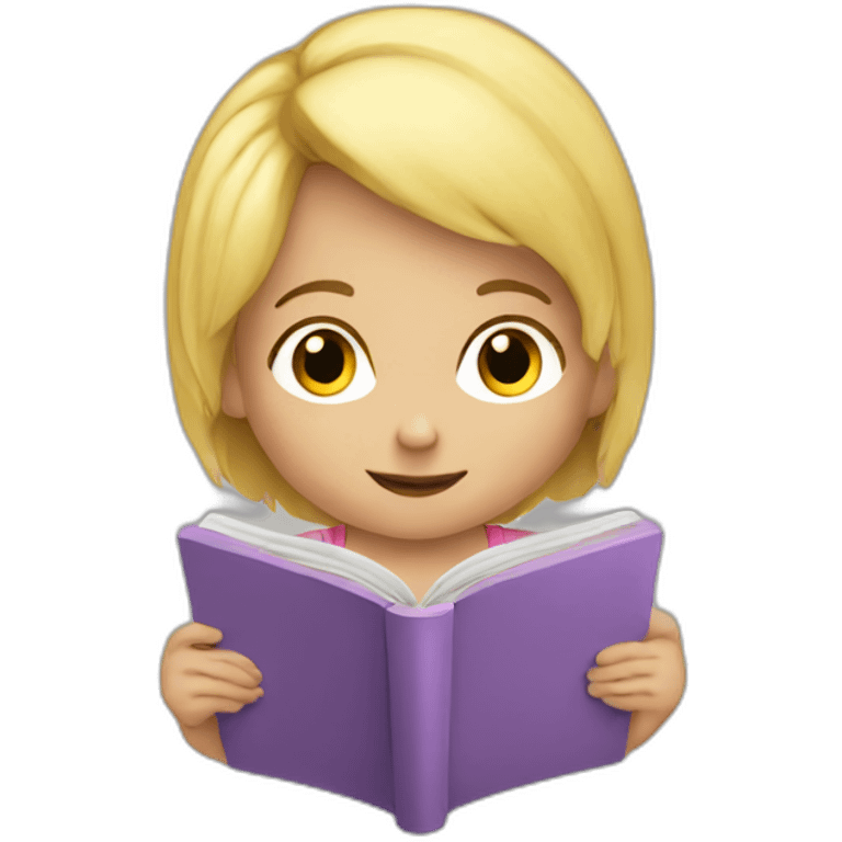 a blonde kid reading a book emoji