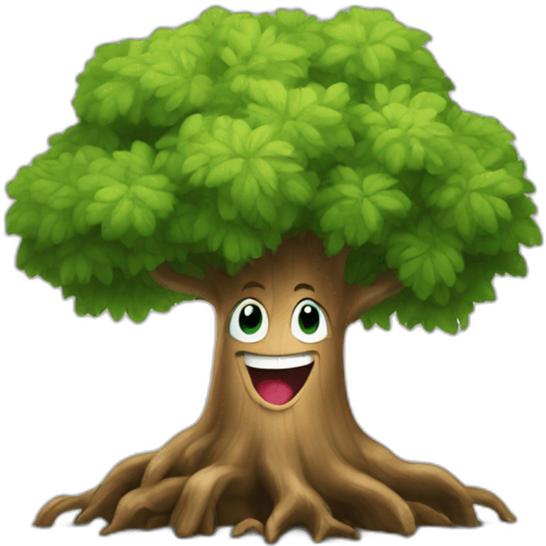 tree with a big smile emoji