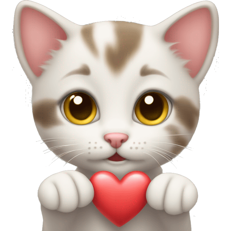 cute kitten shows heart emoji