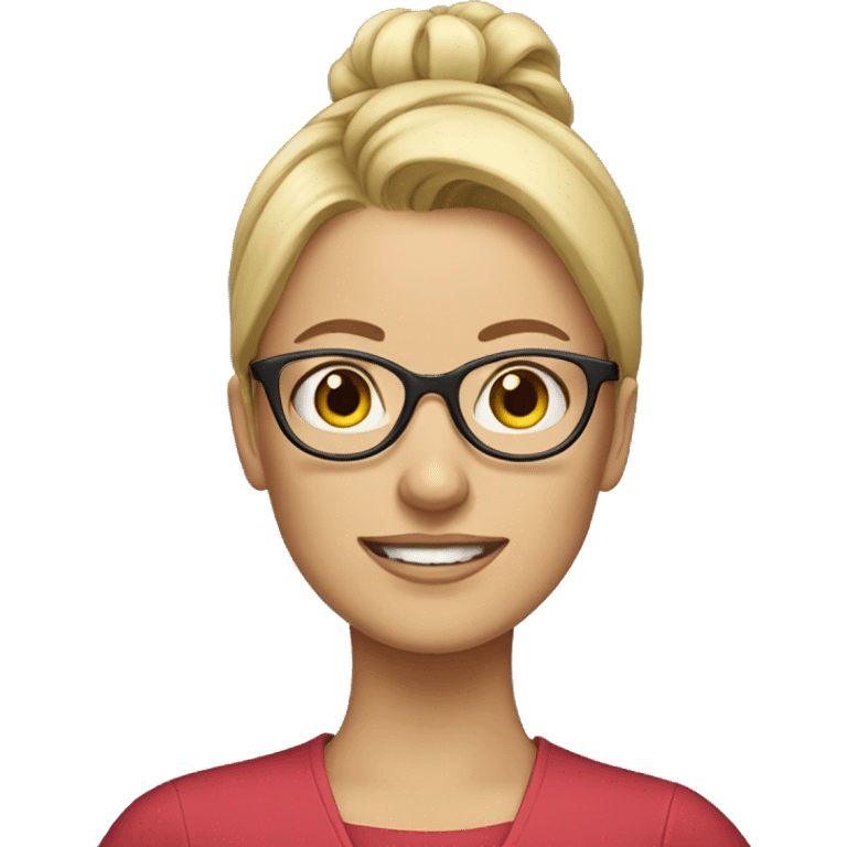 blonde teacher with glasses and a high bun emoji