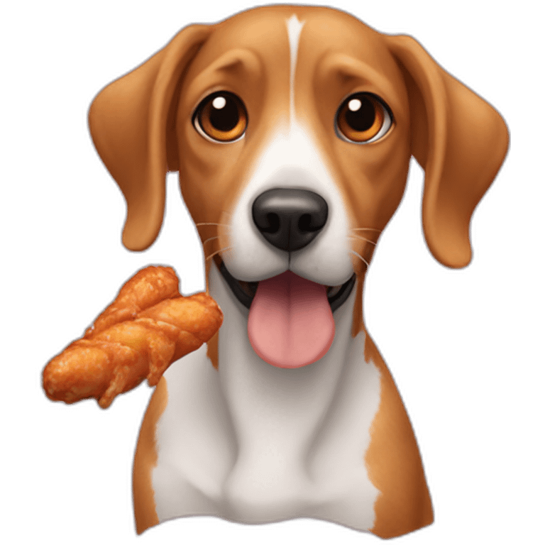 a dog eating chickenwings emoji