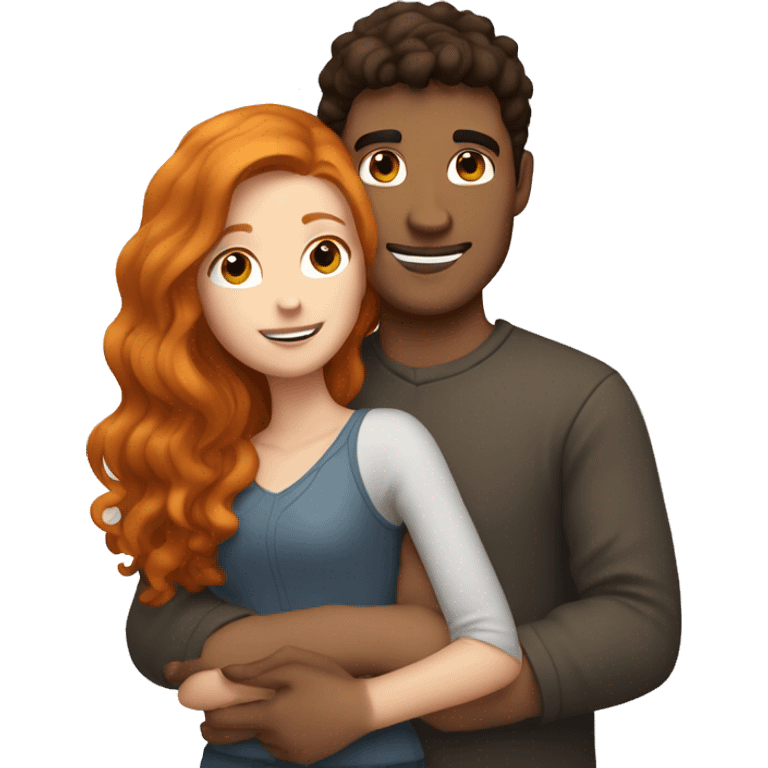 Brunette guy with ginger girl hugging emoji