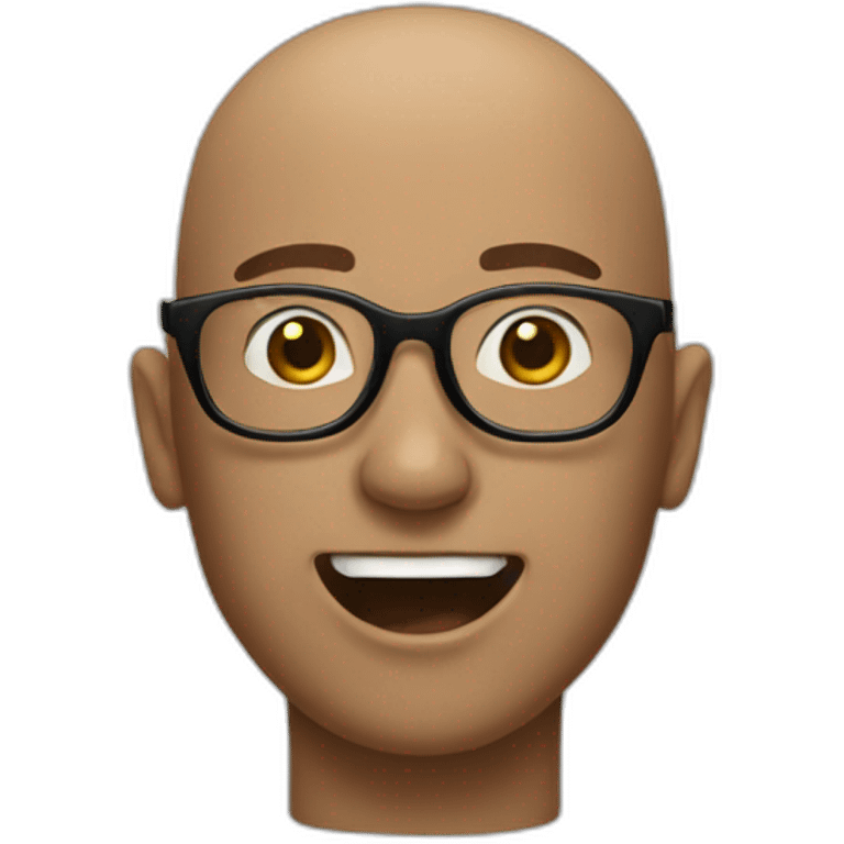 guy with glasses, bald on top, hair on the sides and tongue sticking out emoji