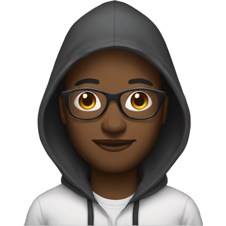 A black man with a hood and glasses on emoji