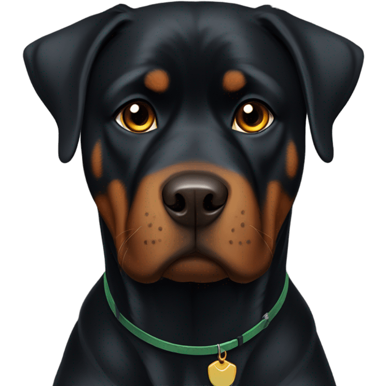 adult rottweiler male with brown eyes. dark green collar emoji