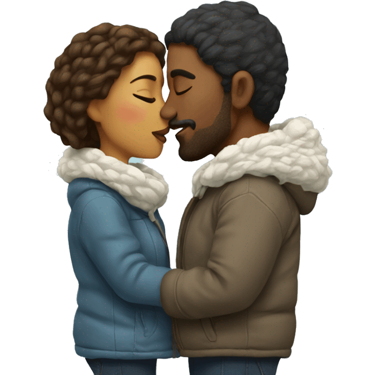 Winter couple kissing emoji