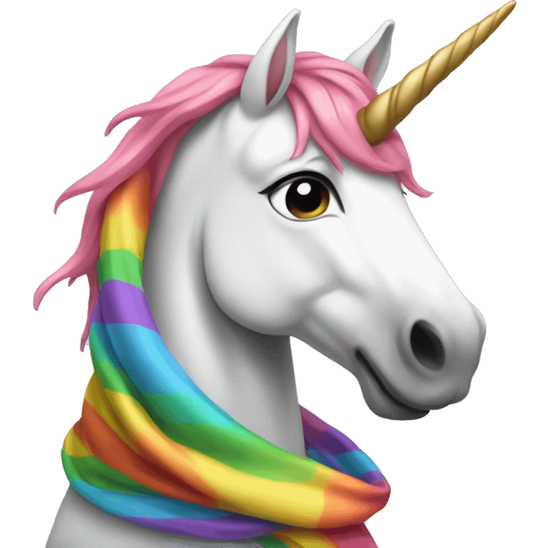 Unicorn wearing a rainbow scarf emoji