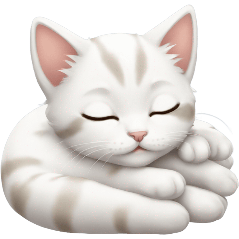 Cute kitten white sleeping anime emoji