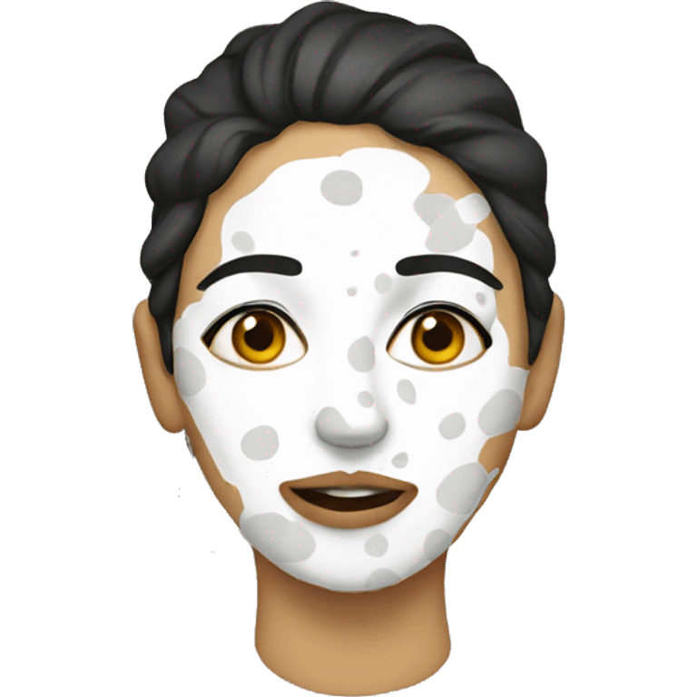 Woman with white splattered on her face emoji