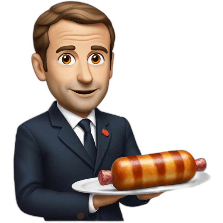 emmmanuel macron holding a saussage emoji