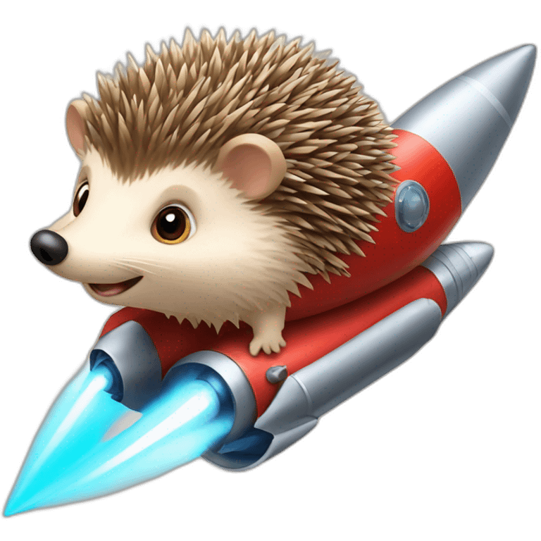 hedgehog riding a rocket emoji