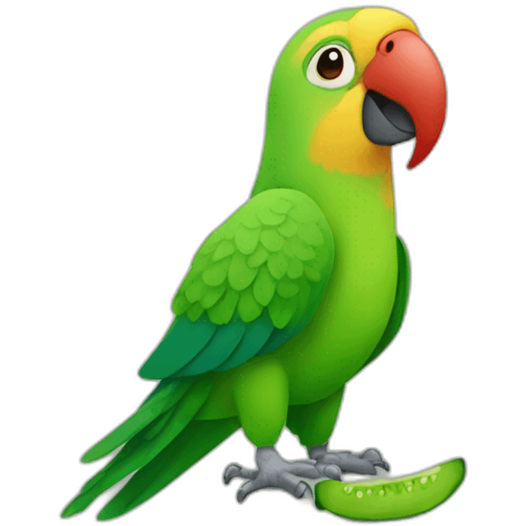 A parrot with cucumber emoji