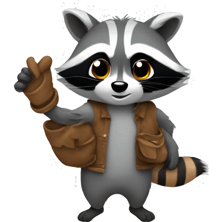 A raccoon a rag in hands emoji