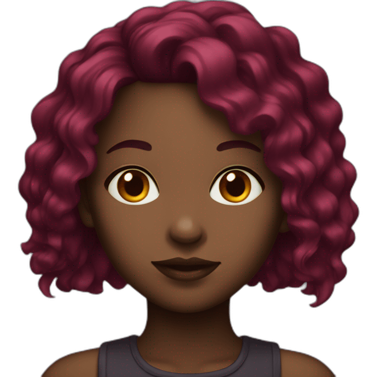 dark girl with burgundy hair emoji