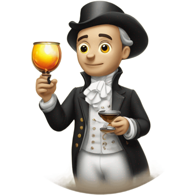 A rich aristocrat holding a glass oil burner with a bubble on the end emoji