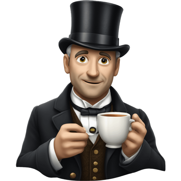 Photorealistic man A British gentleman in a monocle and a top hat with a cup of tea in his hand emoji