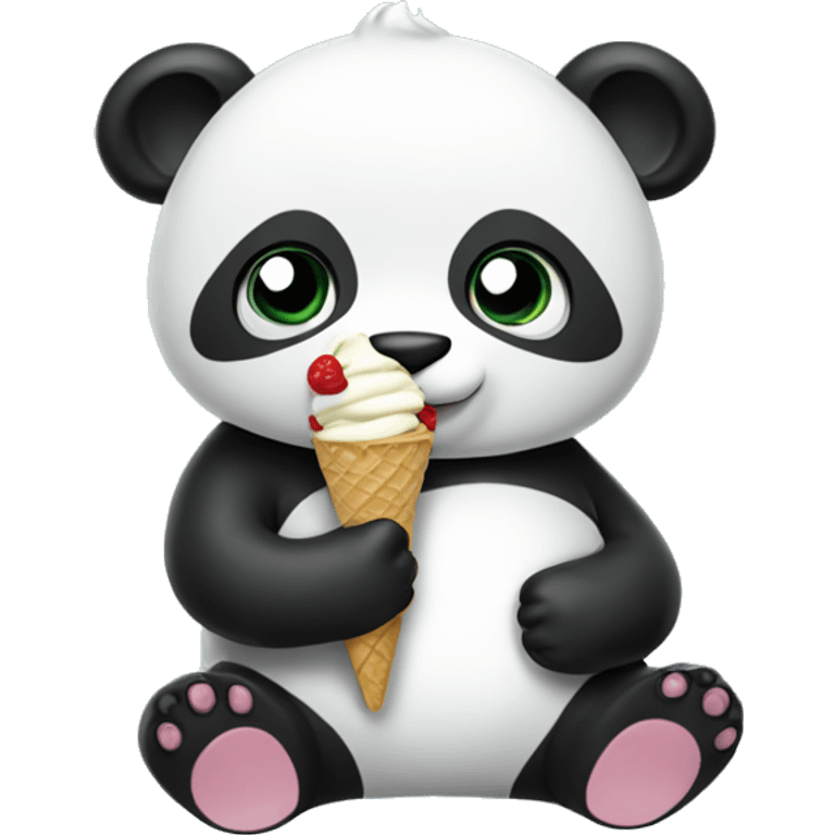 Panda eating ice cream emoji