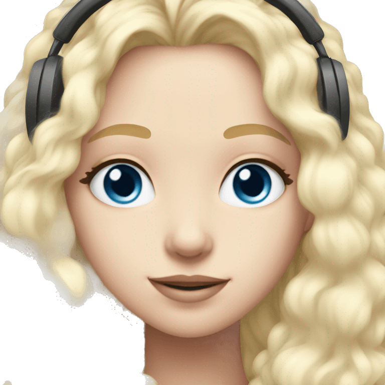 long blonde hair blue eyed girl white fluffy earmuffs emoji