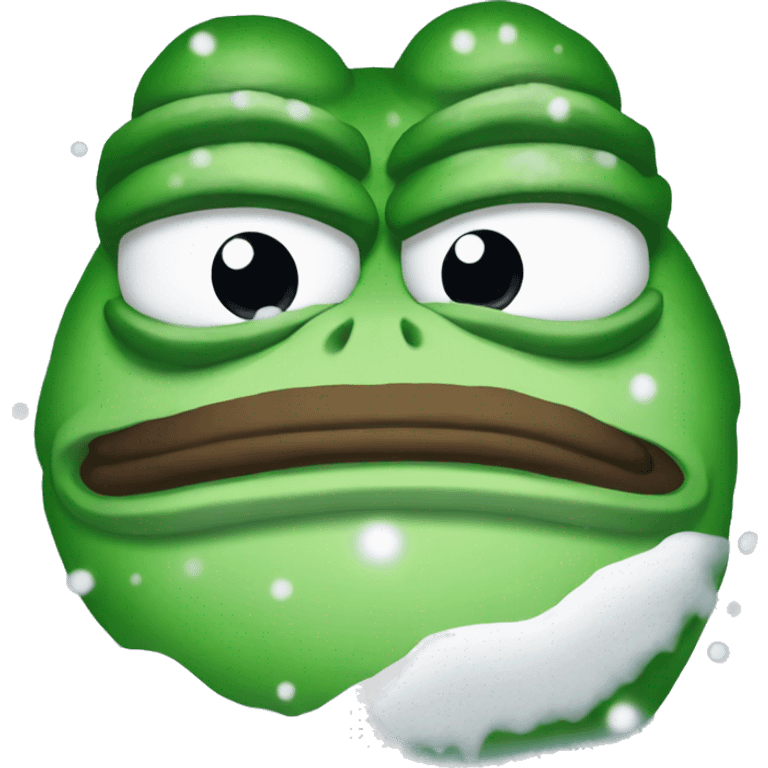 pepe the frog covered in snow emoji