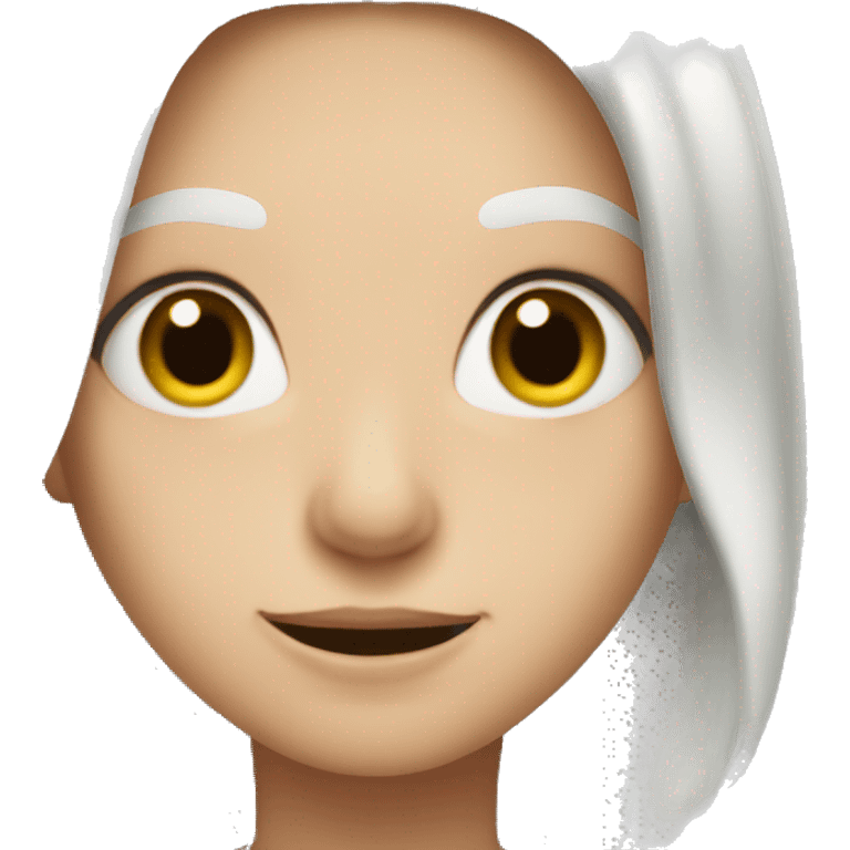 White hair girl with silly face emoji