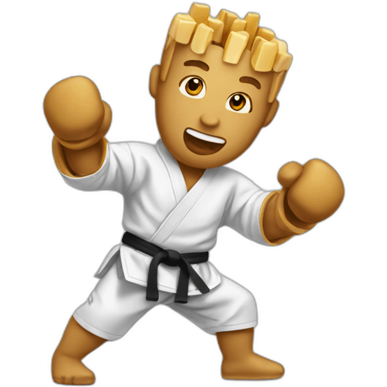 Poutine practicing judo emoji